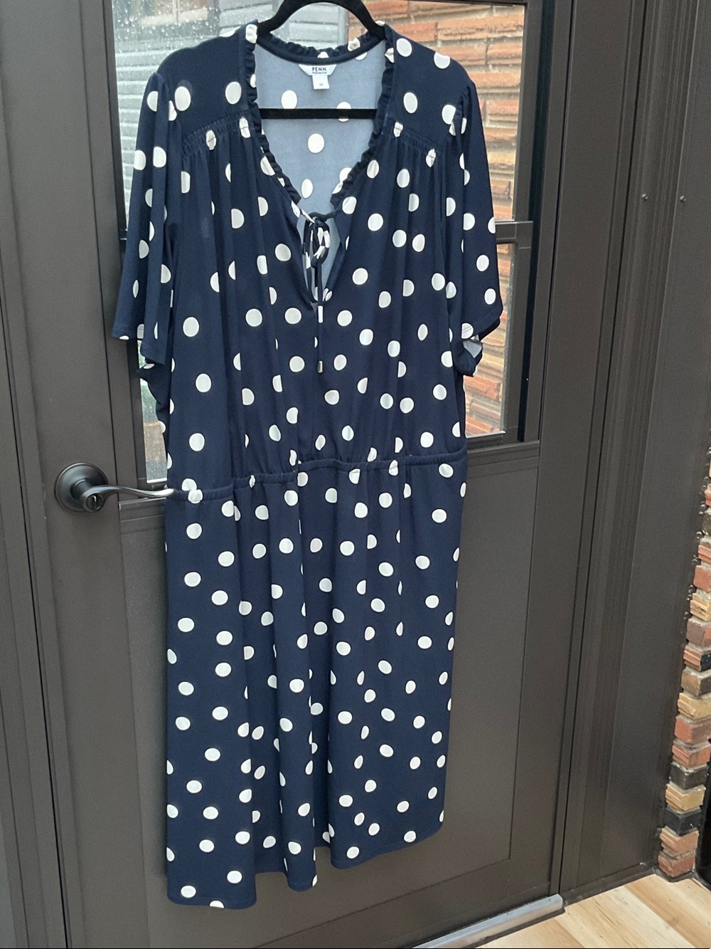 Penningtons Navy and White Polka Dot Midi Dress
